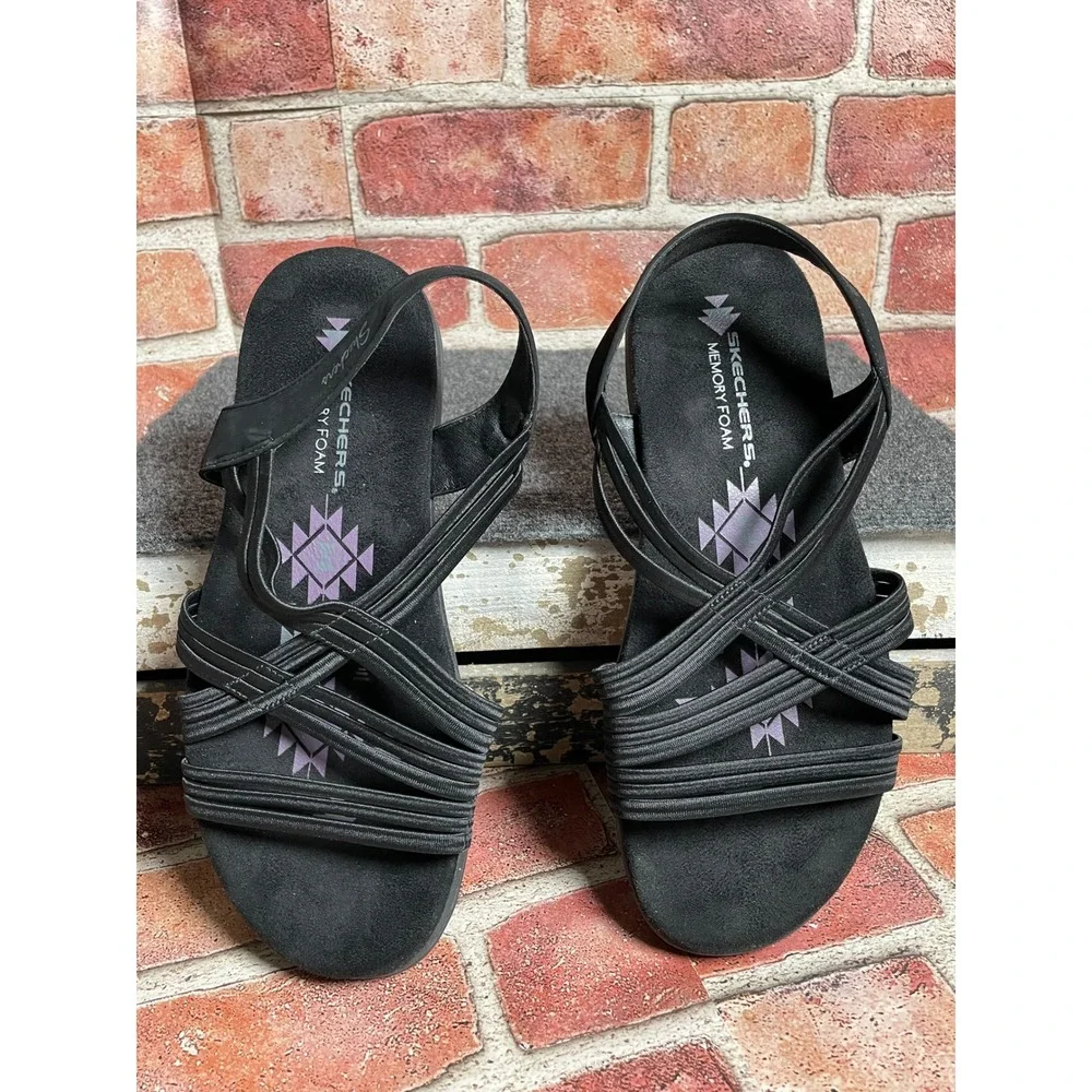 Skechers Black Strappy Slingback Sandals